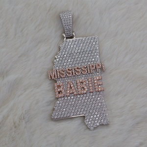 14K oro amarillo y corte princesa Moissanite IGI certificado colgante nuevo estilo Hip Hop con diseño de letra chapado en oro plateado 925 - Product Image 1