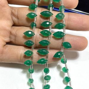 Cuentas Briolette con forma de marquesa gorda facetada de ónix verde, piedras preciosas naturales para suministros de cuentas - Product Image 4