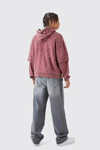 Vintage Acid Wash Hoodies 100% coton personnalisé surdimensionné Streetwear sweat-shirt unisexe pierre teint pull bas quantité minimale de commande commande en gros - Product Image 3