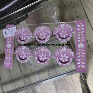 Posavasos redondo de mármol con mango de nácar, bandeja acrílica para uso doméstico, de regalo de Ramadán Idea, bandeja de seis platos - Product Image 1