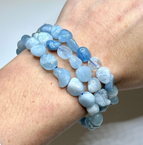 High Quality <b>Bracelet</b> Indian Aquamarine Tumbled Crystal <b>Bracelet</b> Natural Gemstone Jewelry Men and Women Gift Energy Meditation - Product Image 4