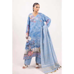 Conjunto de Traje de 3 Piezas para Mujer con Estampado de Lurex Jacquard y Dupatta a Rayas SP-52094 - Product Image 1