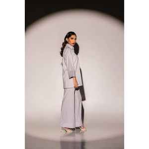 Ensemble coordonné teint en fil KST-43107 : Blazer et short au-dessus du genou, tailles XS et XXS, manches trois-quarts, tenue élégante - Product Image 1