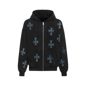 Meilleur matériel hommes strass fermeture éclair à capuche automne personnalisé Sublimation 100% coton respirant anti-boulochage léger bon - Product Image 5