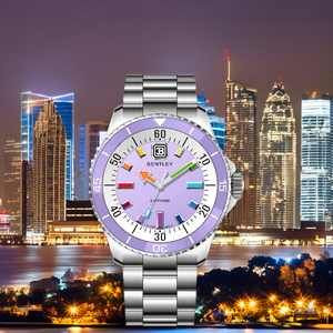 Montre sport personnalité vintage avec bracelet en acier inoxydable 22mm de largeur mouvement à quartz cadran en cristal fenêtre et affichage du pointeur - Product Image 5