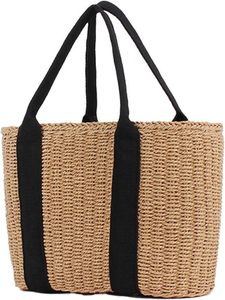 Bolsos de paja para mujer, bolso de paja tejido informal de gran capacidad, bolso de hombro de paja de verano, bolso de paja portátil para la playa - Product Image 4