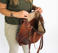 Bolso Tote de Cuero Crazy Horse Vintage Hecho a Mano ALBORZ TOT24, Logotipo Personalizado, Cuero Genuino, Cierre Metálico, Estilo Moderno, Portátil