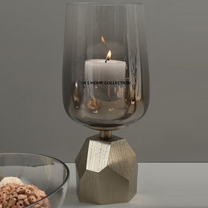 Porte-bougie moderne pour la décoration de la table, porte-bougie en argent de qualité supérieure avec base en bois, élégant cadeau de Noël - Product Image 6