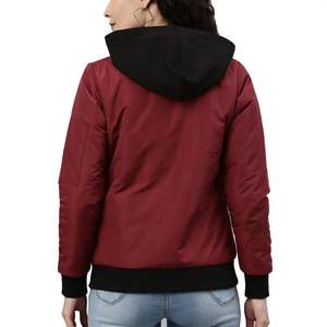 Veste bomber pour femme en gros, simple, fine, avec fermeture éclair, veste tendance pour femme, haut à manches longues, à capuche, baseball, couleur unie, décontractée - Product Image 2