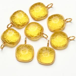 Colgante de Flor Tallada en Citrino de Primera Calidad, Plata de Ley 925 con Baño de Oro Vermeil, Joyería con Piedra Preciosa de Citrino, Cristal Curativo, 12 mm - Product Image 2