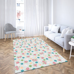 Tapis aux fleurs colorées, tapis moderne, tapis aux fleurs vertes, tapis floraux, tapis imprimé, tapis gobelin - Product Image 3