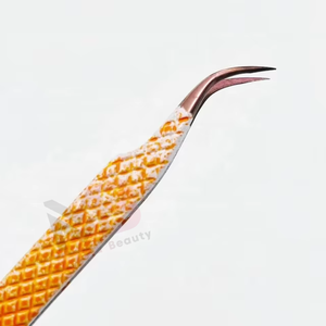 Pinzas para Pestañas de Marca Privada al por Mayor, Acero Inoxidable Sólido, Dos Tonos de Color con Punta Dorada Rosa, Agarre de Diamante, Pinzas para Volumen de Pestañas - Product Image 3