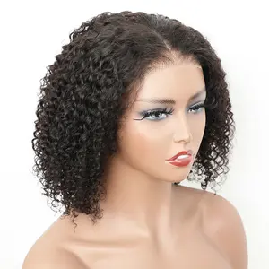13x4 Front Lace Kinky Curly Wave Bob Wig Burmese Hair Glueless Swiss Lace Front Human Hair Wig