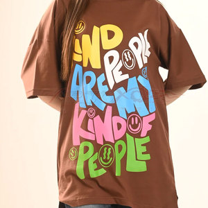 T-shirt coupe ample pour femme en toile à imprimé bouffée d'encre surélevée avec couleur et logo personnalisables Streetwear décontracté respirant - Product Image 6