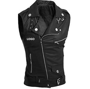 Veste sans manches en cuir de vachette à la mode hommes Logo personnalisé blanc en cuir PU hiver vestes imperméables vêtements de plein air - Product Image 1