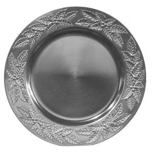 Placa de cargador de metal con diseño de grabado floral Chapado en plata brillante decorativa para bodas, banquetes festivos, uso de comedor - Product Image 4