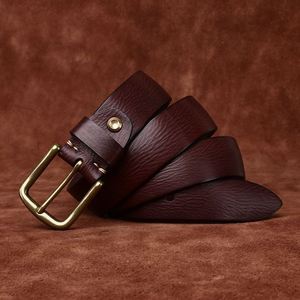 Cinturón de Cuero Vintage para Hombre, Hebilla de Cobre, Estilo Denim, Simple, Casual, de Piel de Vaca, con Personalidad, Tendencia, Lavado al Agua, Diseño Cóncavo - Product Image 3