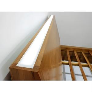 Cadre de lit plateforme moderne en teck massif avec étagères latérales et banc de rangement pour salon - Product Image 2