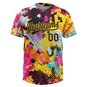 Pintura texturizada Jerseys Nombre Número Sublimación personalizada Softball Béisbol Botón Jersey 2 botones béisbol Club Jersey Venta al por mayor - Product Image 2