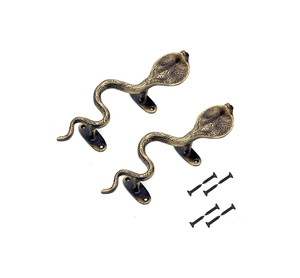 Vintage Brass Serpent Door Pull Handle Set 9 Inch Antique Style Decorative <b>Cabinet</b> & Main Door Hardware with Mounting Screws - Product Image 2