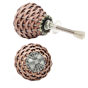 ลูกบิดทองเหลืองตกแต่งตู้และมือจับดึงสำหรับตู้เสื้อผ้าและห้องครัวทำจากไม้ไผ่สีชมพูทำด้วยมือ - Product Image 2