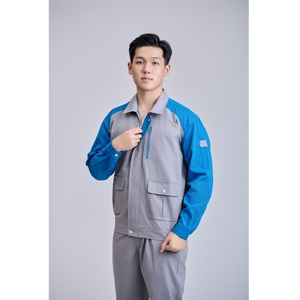 Ropa de Trabajo de Alta Visibilidad de Manga Larga Azul Cielo y Gris para Hombre FMF, Conjunto de Ropa de Trabajo Vietnamita para Hombre - Product Image 6