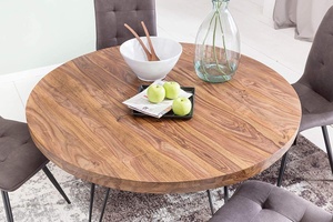 Bàn Ăn Tròn Hiện Đại Mới Nhất Đường Kính 120X77X77 Cm Sheesham Bàn Ăn Nhà Ở Đồng Quê Bằng Gỗ Nguyên Khối Bàn Bếp Màu Nâu - Product Image 4