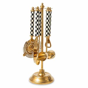 Ensemble d'outils de barre en acier inoxydable avec poignée en résine jaune et blanche rustique avec ensemble de base ensemble de support de barre de table - Product Image 3