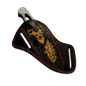 Hermoso hecho a mano sin costuras Integral forjado Damasco acero caza Camping desollar cuchillo Funda de cuero personalizable OEM - Product Image 5