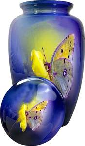 Butterfly Large Size Urn for Human Ashes Cremation Urn with Velvet Bag <b>Keepsake</b> <b>Box</b> (Black)metal urn - Product Image 2