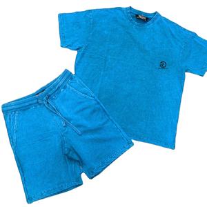 Men's 100% Cotton Oversized T shirt Pocket <b>Short</b> Set 2 Pieces Fashionable Sweat <b>Short</b> with Custom Logo Winter Printed Techniques - Product Image 1