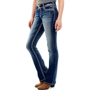 Wholesale Washed Plus Size Women's Jeans Plus Size Women's Jeans Denim Women Wide Leg Rips Denim