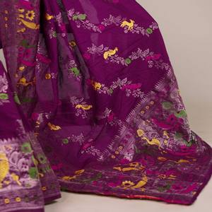 Sari de Nailon Tejido para Mujer VASTRA COTTAGE con Blusa Sin Coser, Teñible, para Uso Diario, Ligero y Elegante, Estilo Indio - Product Image 3