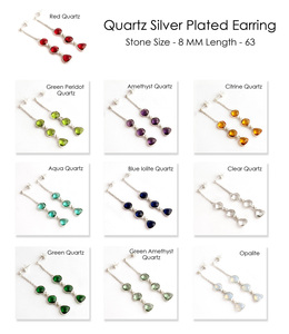 Nouveau design à facettes bleu iolite quartz filles mode boucle d'oreille argent plaqué lunette réglage suspendu chaîne boucle d'oreille bijoux en laiton - Product Image 2