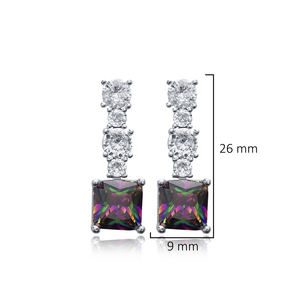 Octogone Forme Mystique Topaze Pierre 8x8mm Carré Boucles D'oreilles En Gros 925 Bijoux En Argent Sterling Turc Fabriqué À La Main - Product Image 2