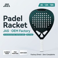 Oferta Especial: Raqueta de Pádel de Fibra de Carbono JAS Personalizada 3K 12K 18K, Fabricante OEM, Impresión Profesional, Forma de Diamante y Lágrima, Directo de Fábrica