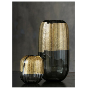 Vases à fleurs en aluminium de style Art déco faits à la main, ton brut, lot de 3, pour la décoration de la maison et le bureau - Product Image 2
