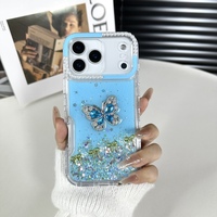 Coque de téléphone portable antichoc 3 en 1 avec décoration papillon de luxe pour iPhone 16 PRO MAX