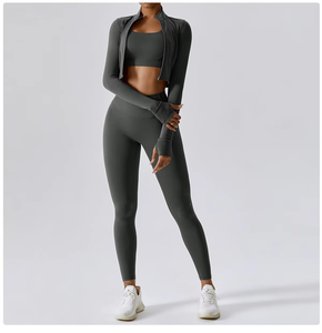 Traje de Yoga único y elegante para mujer, deporte, Jogging, Fitness, manga larga, conjuntos activos, ropa de gimnasio y mallas para mujer - Product Image 1