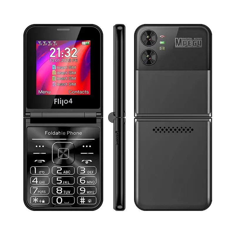 F4 2.55 inch quad sim 2G cell phone keypad foldable mobile phone