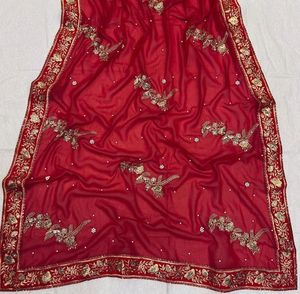 Elegante Sari de Tela Georgette de Boutique India, Diseño Moderno, Exclusivo, para Fiestas, Bodas y Eventos - Product Image 3