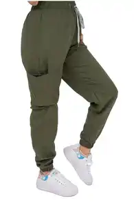 Set di Scrub da Jogger chirurgico verde militare da donna, Top con collo corto a manica corta e pantaloni da Jogger (personalizzati)