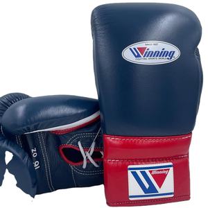 Gants de boxe Winning de haute qualité, professionnels, en cuir de vachette véritable, à lacets, pour le kickboxing et le sparring. - Product Image 1