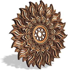 Wood Wall sunflower shape Decor for Living Room Dining Farmhouse Hand Hanging Handmade Boho Round Indian - Product Image 4
