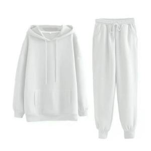 Ensemble de vêtements de sport décontractés de couleur unie pour hommes et femmes Sweat à capuche de marque + pantalon Survêtement d'hiver deux pièces pour hommes - Product Image 3