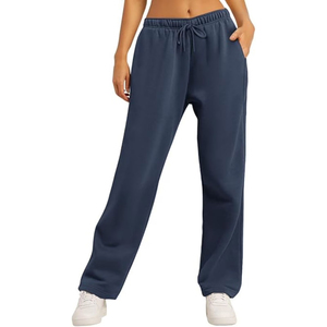 Pantalones Deportivos Casuales para Mujer, Pantalones Anchos y Rectos Transpirables y Suaves con Bolsillos, Pantalones Deportivos Cómodos para Uso Casual - Product Image 1