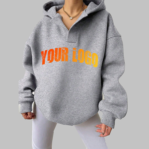 Sweat-shirt long en tricot surdimensionné pour femme de haute qualité, broderie personnalisée, épaules tombantes, col roulé, 100% coton, hiver - Product Image 5