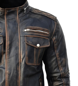 แจ็กเก็ตมอเตอร์ไซค์สำหรับผู้ชายแจ็กเก็ตหนังมอเตอร์ไซค์พร้อมอุปกรณ์ป้องกันผ่านการรับรองจาก CE - Product Image 4