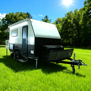 Remorque porte-équipement tout-terrain galvanisée 12 pieds Ecocampor 2025, directement de l'usine, avec tente de toit, boîte à outils et éclairage LED - Product Image 1