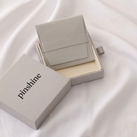 Boîte d'emballage coulissante en carton rigide gris clair en similicuir imprimé OEM pour boucles d'oreilles et bagues de boutique de bijoux